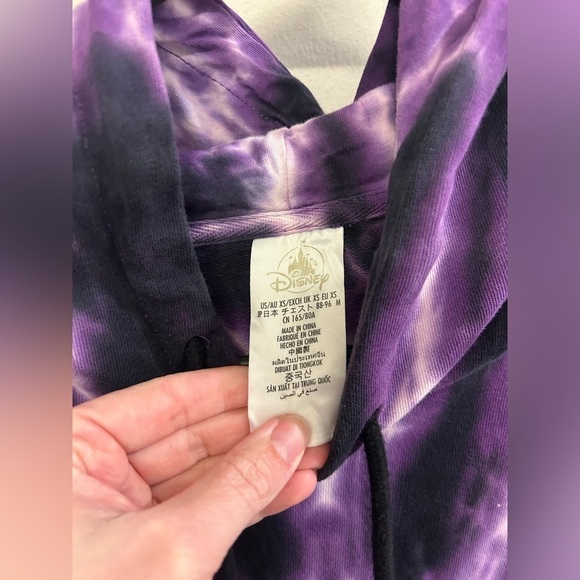 Disney Oversized Hoodie Women’s XS Purple Tie Dye Pockets Retro - Picture 3 of 8